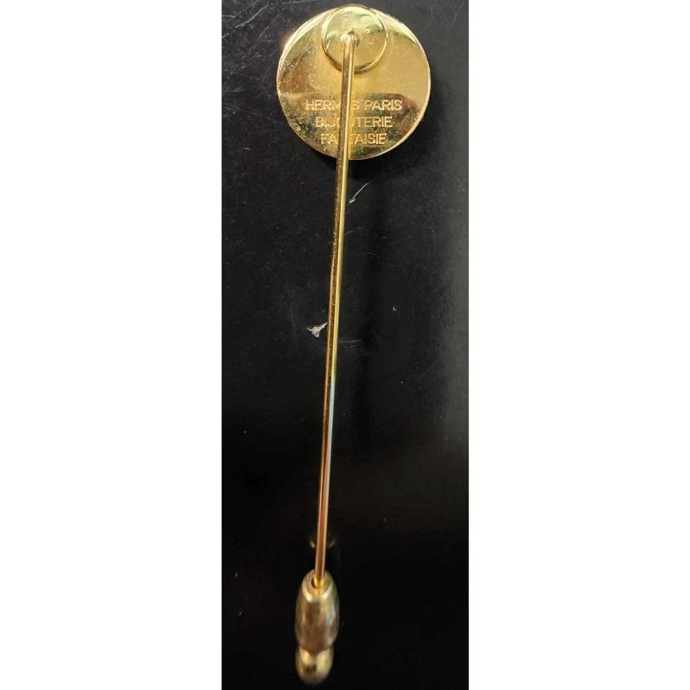Hermès Paris Clou de Selle Gold Tone Round Stick Pin